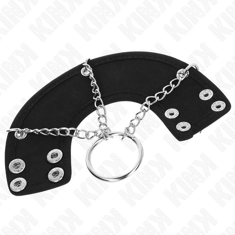 KINK - PENIS RING 4 CM CHAIN ​​7 CM METAL WITH LEATHER STRAPS
