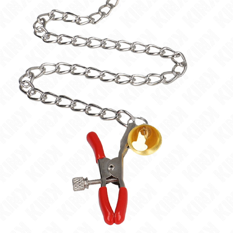 KINK - BELL 3-PAGE NIPPLE AND CLITORY CLAMPS RED WITH CHAIN ​​30 CM