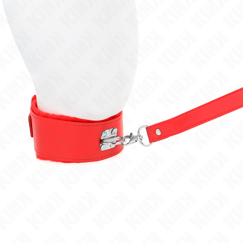 KINK - NECKLACE WITH LEASH 116 CM WITH SILVER RIVETS MODEL 4 RED ADJUSTABLE 40-48 CM X 6 CM