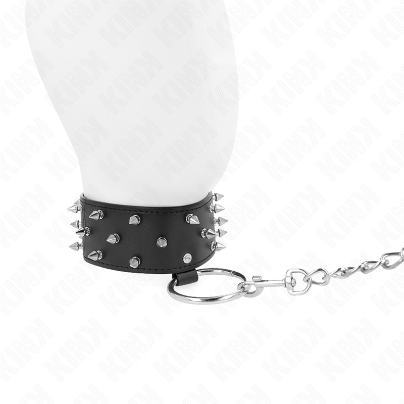 KINK - NECKLACE WITH LEASH 65 CM WITH SILVER RIVETS MODEL 5 ADJUSTABLE 36-43 CM X 5 CM