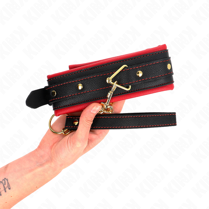 KINK - COLLAR WITH LEASH MADE OF SIMPLE FABRIC, ADJUSTABLE 33-48 CM X 5.7 CM