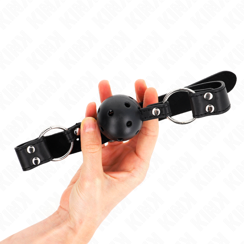 KINK - BREATHABLE BALL 4 CM GAUGES WITH DOUBLE RIVETS MODEL 1 BLACK 62.5 x 2.5 CM ADJUSTABLE 42-58 CM
