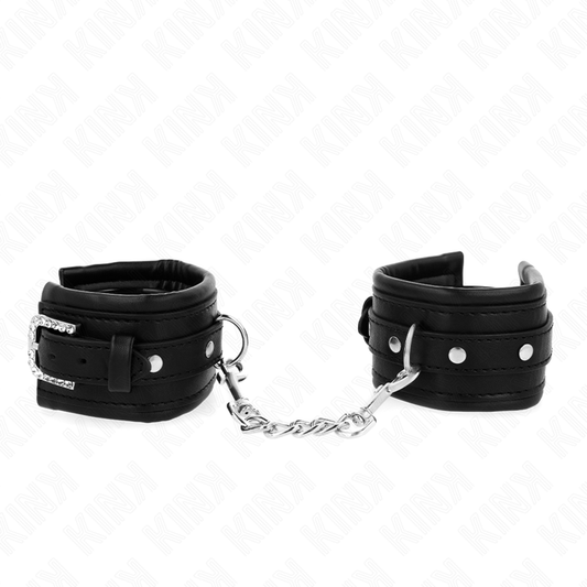 KINK - WRIST RESTRAINTS WITH RHINESTONES BUCKLE, BLACK, ADJUSTABLE 25-32 CM X 5.5 CM