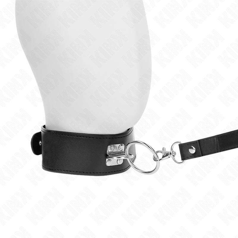 KINK - RIVETED LEASH 116 CM COLLAR WITH FAUX LEATHER STRAP 50 X 5 CM
