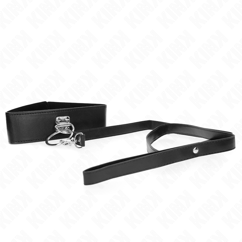 KINK - RIVETED LEASH 116 CM COLLAR WITH FAUX LEATHER STRAP 50 X 5 CM