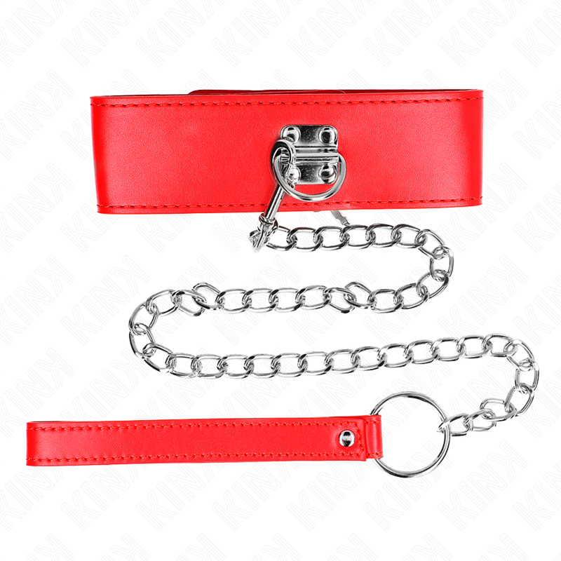 KINK - NECKLACE WITH BELT 65 CM WITH WIDE RED BAND ADJUSTABLE 33.5-41 CM X 5 CM