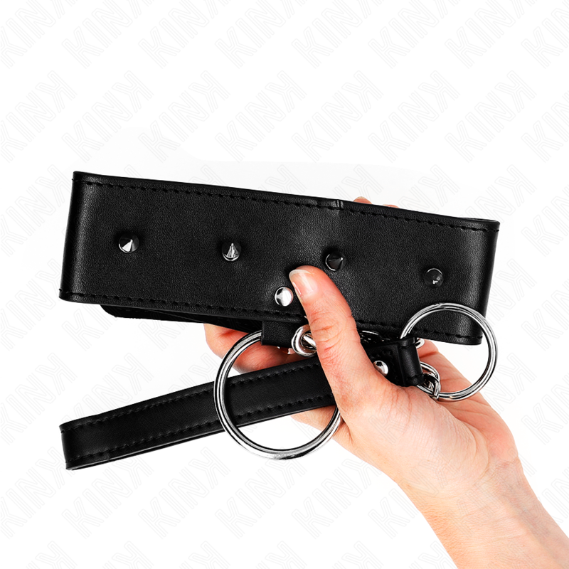 KINK - NECKLACE 65 CM WITH LEASH WITH SILVER RIVETS MODEL 2 ADJUSTABLE 36-43 CM X 5 CM