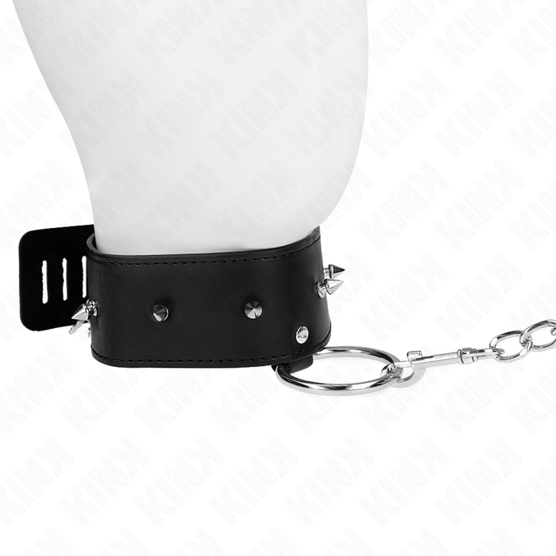 KINK - NECKLACE 65 CM WITH LEASH WITH SILVER RIVETS MODEL 2 ADJUSTABLE 36-43 CM X 5 CM