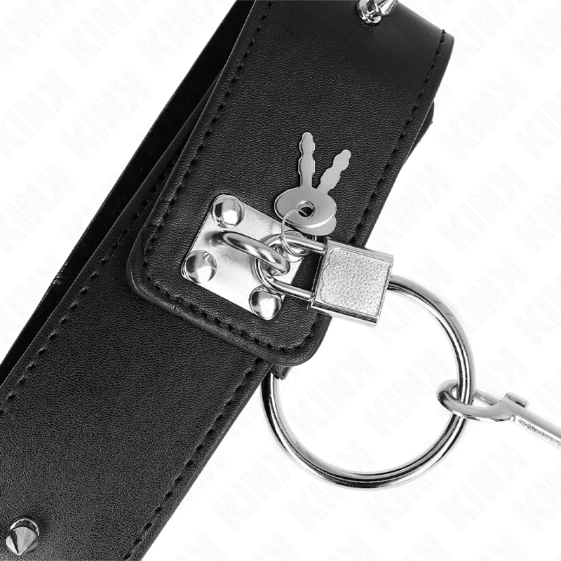 KINK - NECKLACE 65 CM WITH LEASH WITH SILVER RIVETS MODEL 2 ADJUSTABLE 36-43 CM X 5 CM