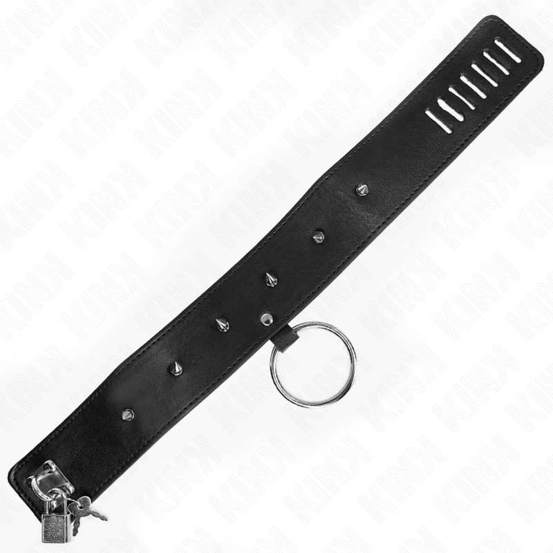 KINK - NECKLACE 65 CM WITH LEASH WITH SILVER RIVETS MODEL 2 ADJUSTABLE 36-43 CM X 5 CM
