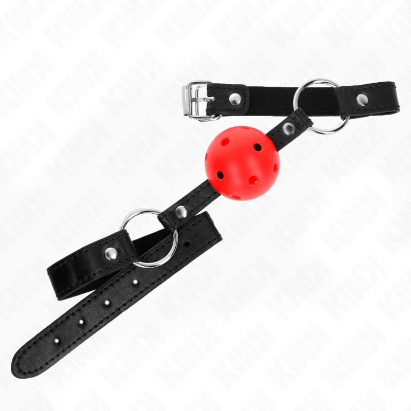 KINK - HOLLOW, HARD, RED BALL, 4.5 CM, GAG, MODEL 1, 63.5 X 2 CM