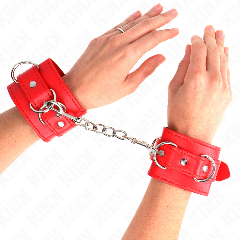 KINK - 3 D-RING WRIST CUFFS ADJUSTABLE RED 17.5-25 CM X 6 CM