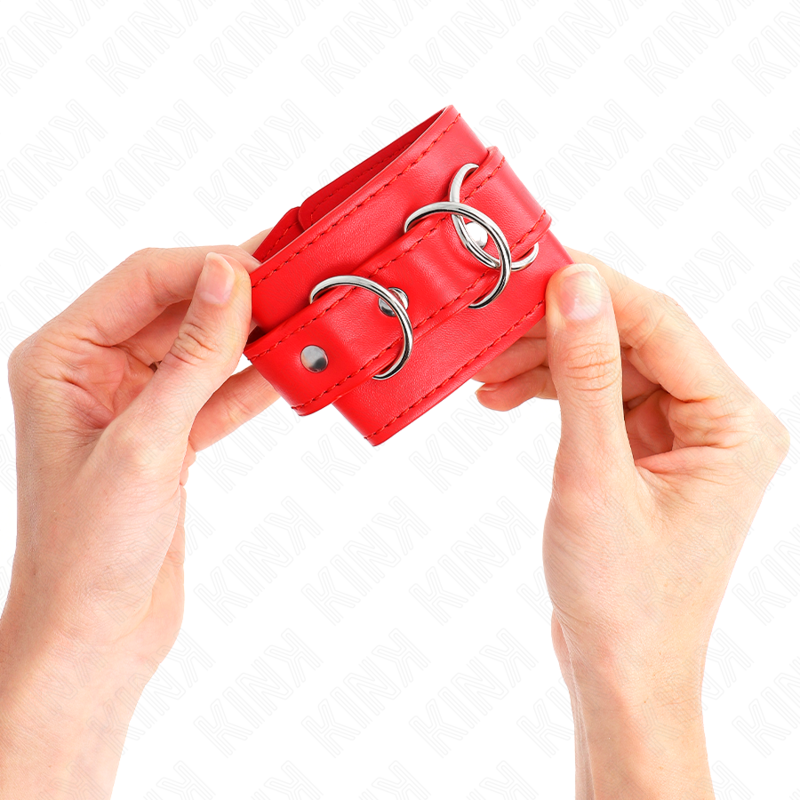 KINK - 3 D-RING WRIST CUFFS ADJUSTABLE RED 17.5-25 CM X 6 CM