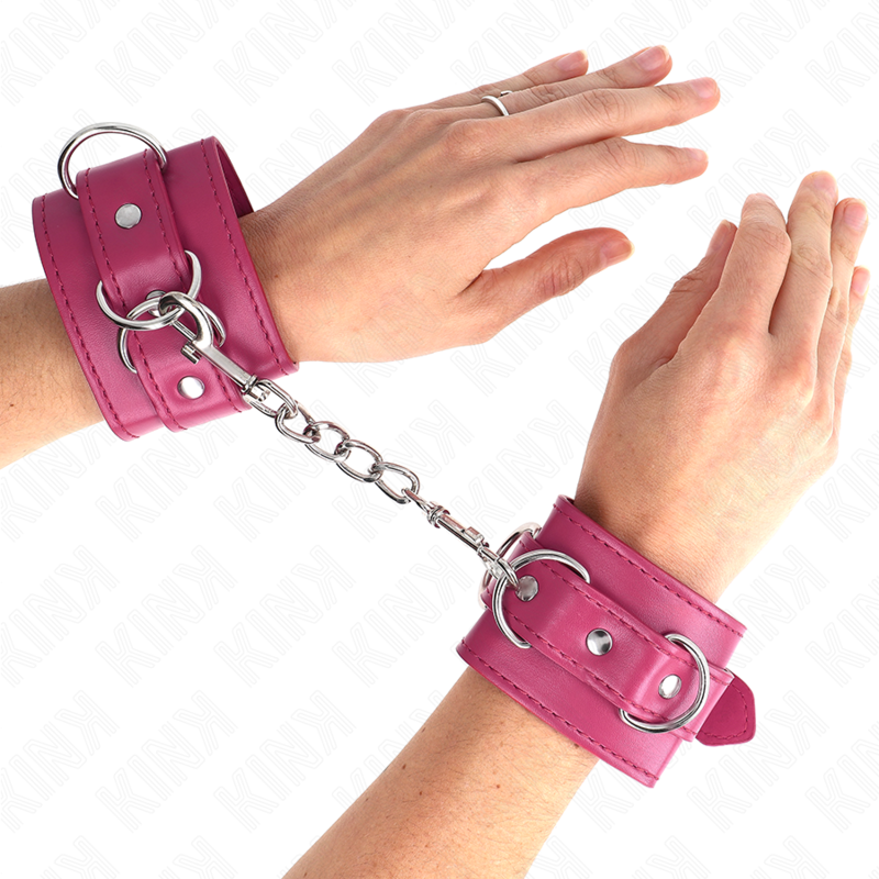 KINK - 3 D-RING WRIST CUFFS ADJUSTABLE PINK 17.5-25 CM X 6 CM
