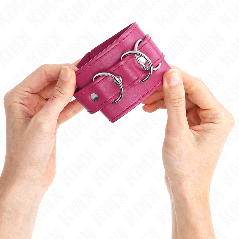 KINK - 3 D-RING WRIST CUFFS ADJUSTABLE PINK 17.5-25 CM X 6 CM