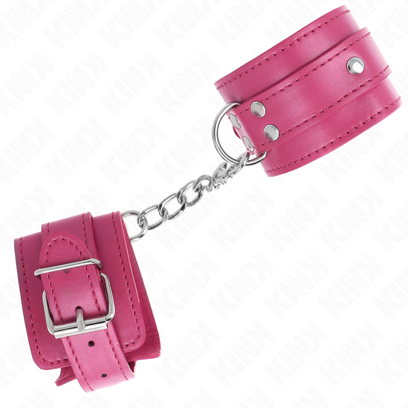 KINK - 3 D-RING WRIST CUFFS ADJUSTABLE PINK 17.5-25 CM X 6 CM