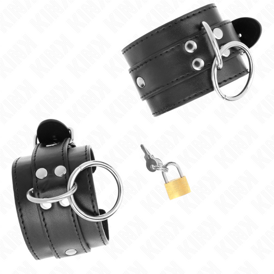 KINK - O-RING LOCKED WRIST CUFFS BLACK ADJUSTABLE 20-28 CM X 5.5 CM