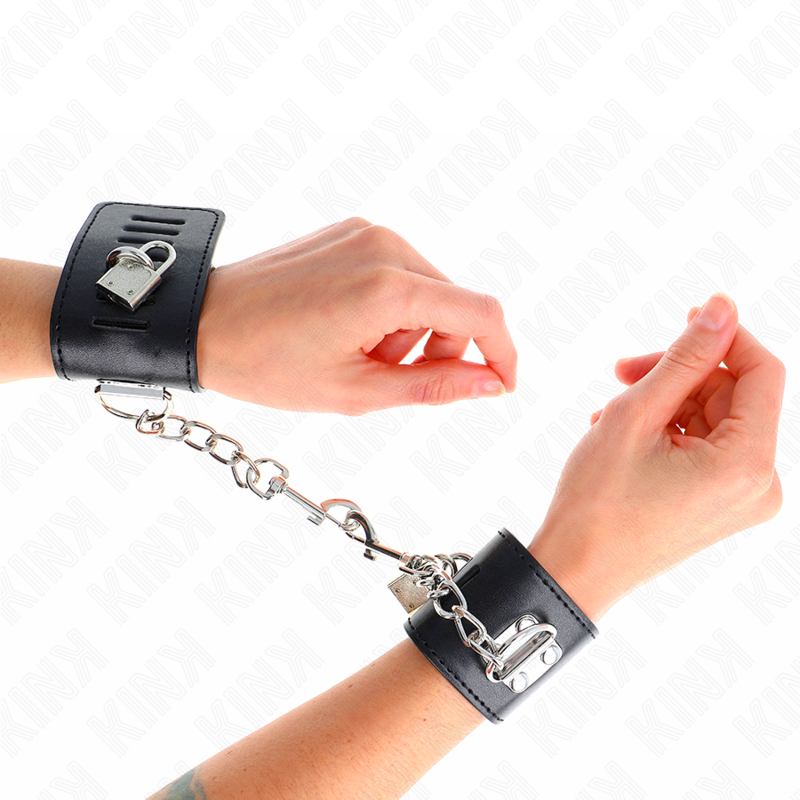 KINK - WRIST RESTRAINTS WITH PADLOCK LOCK BLACK ADJUSTABLE 16-23 CM X 5.5 CM