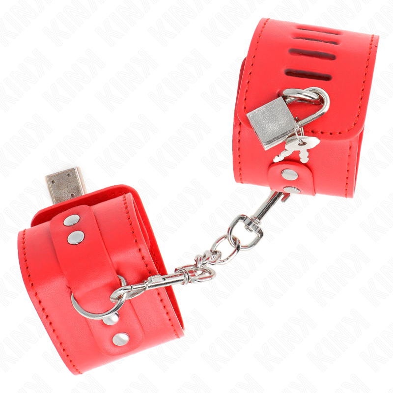 KINK - WRIST RESTRAINTS WITH PADLOCK LOCK, RED, ADJUSTABLE 16-23 CM X 5.5 CM