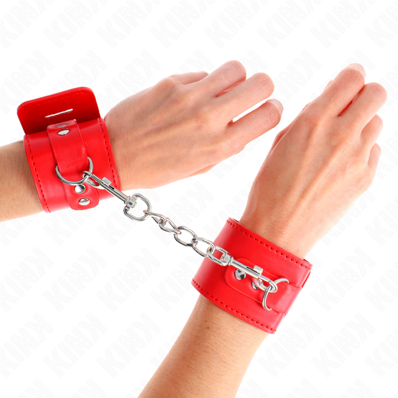 KINK - WRIST RESTRAINTS WITH PADLOCK LOCK, RED, ADJUSTABLE 16-23 CM X 5.5 CM