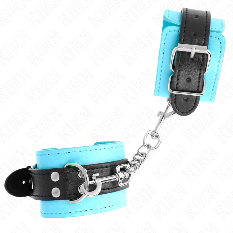KINK - HOOK HANDCUFFS BLUE FUR-LINED ADJUSTABLE 20-28 CM X 5.5 CM