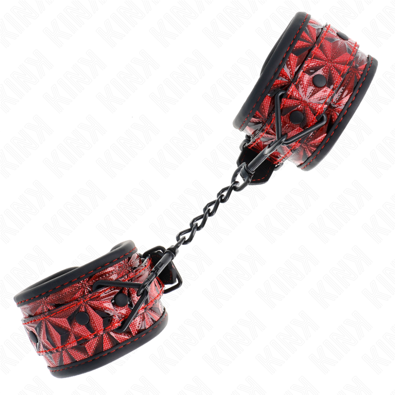 KINK - WRIST RESTRAINTS WITH DIAMOND PATTERN, DARK RED, ADJUSTABLE 17-26 CM X 5.5 CM