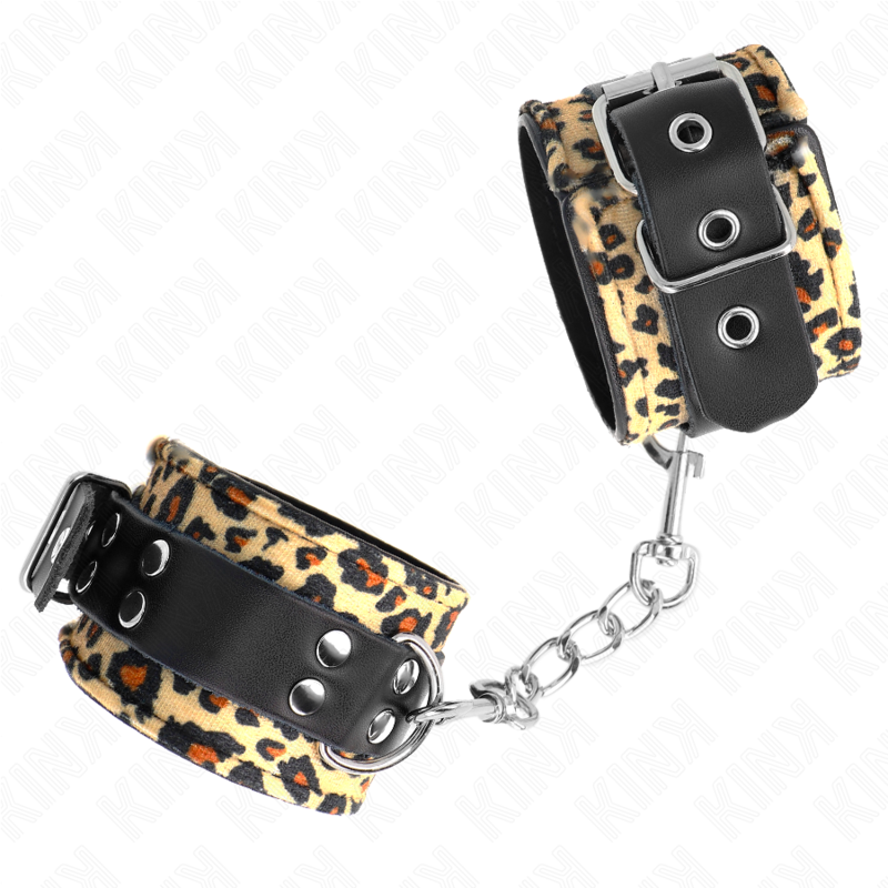 KINK - LEOPARD GENUINE LEATHER WRIST RESTRAINT, ADJUSTABLE 18-29 CM X 5.5 CM