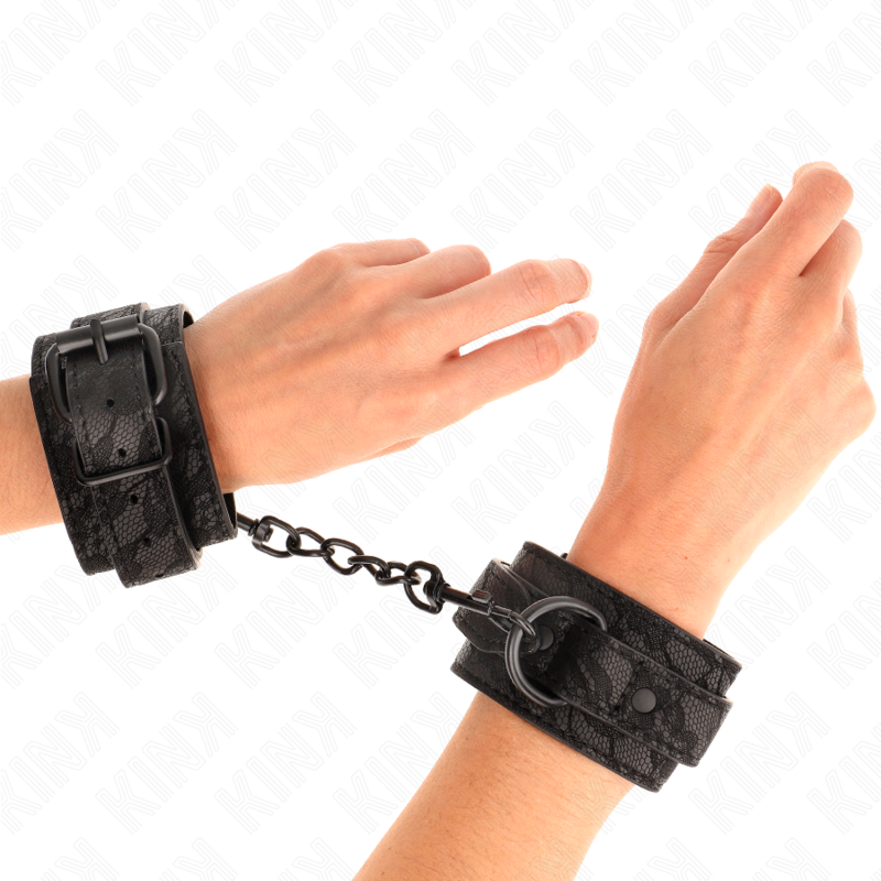 KINK - DARK LACE-COATED WRIST CUFFS ADJUSTABLE BLACK 19-26 CM