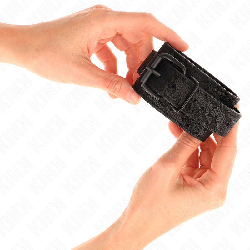 KINK - DARK LACE-COATED WRIST CUFFS ADJUSTABLE BLACK 19-26 CM