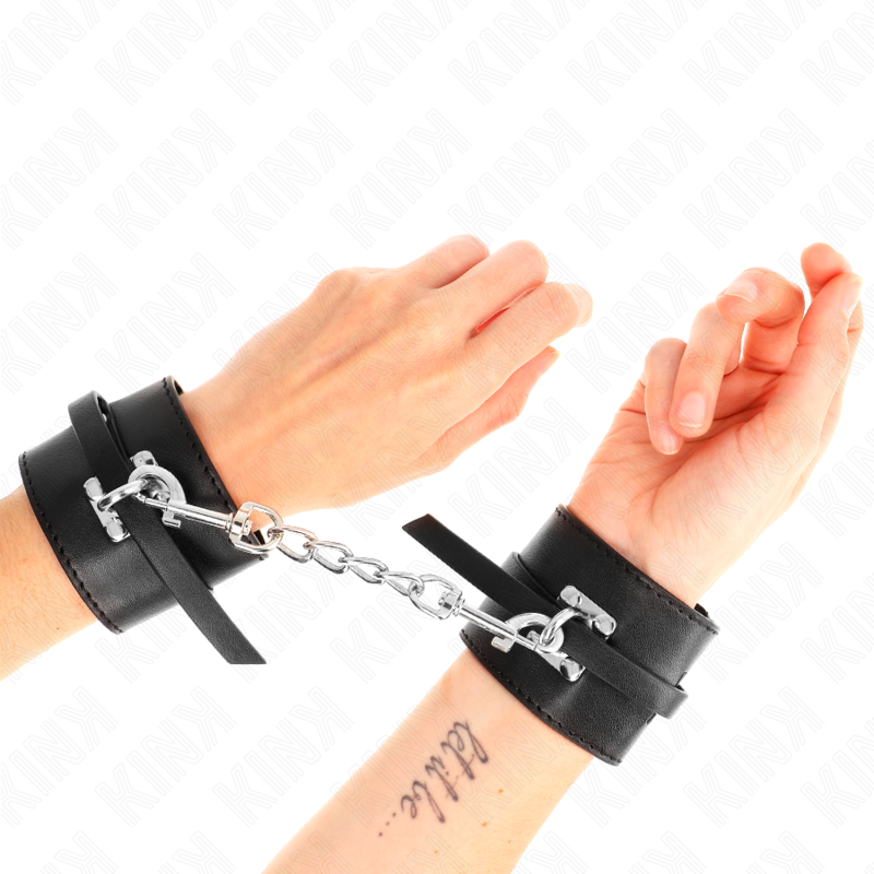 KINK - DELUXE WRIST RESTRAINTS WITH LOCK, BLACK, ADJUSTABLE 14.5-21 CM X 6 CM