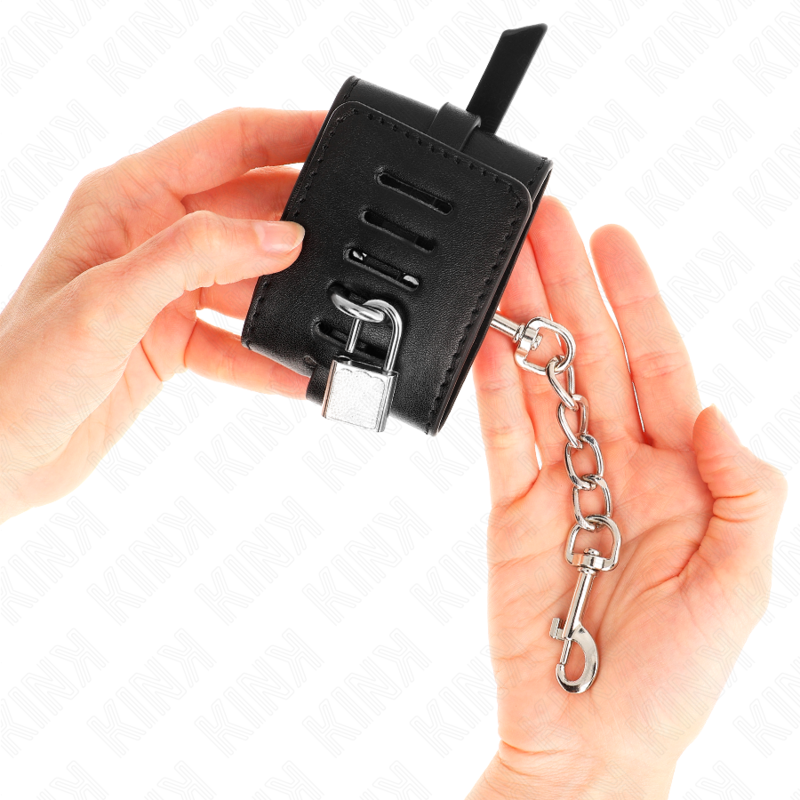 KINK - DELUXE WRIST RESTRAINTS WITH LOCK, BLACK, ADJUSTABLE 14.5-21 CM X 6 CM