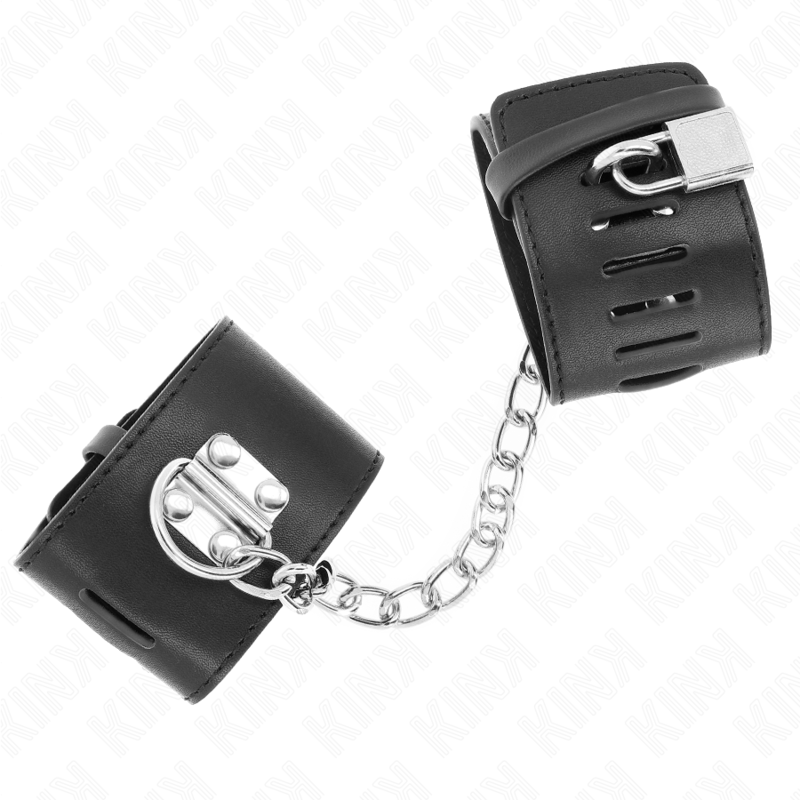 KINK - FIXED WRIST CAMPERS WITH CHAIN ​​30 CM AND PADLOCK CLOSURE BLACK ADJUSTABLE 16-23 CM X 5.5 CM