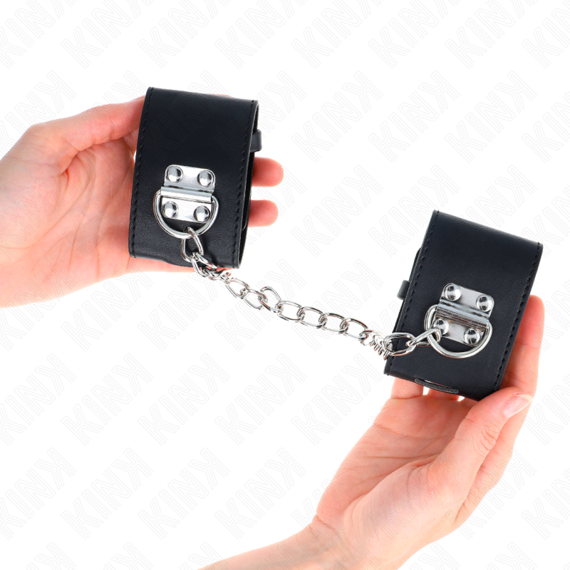 KINK - FIXED WRIST CAMPERS WITH CHAIN ​​30 CM AND PADLOCK CLOSURE BLACK ADJUSTABLE 16-23 CM X 5.5 CM