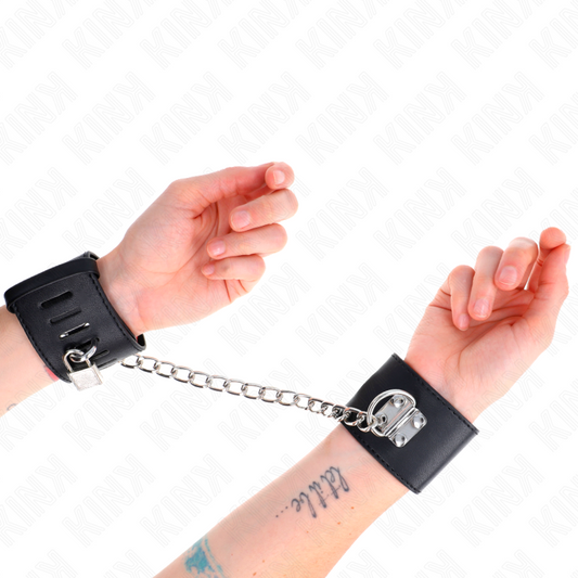 KINK - FIXED WRIST CAMPERS WITH CHAIN ​​30 CM AND PADLOCK CLOSURE BLACK ADJUSTABLE 16-23 CM X 5.5 CM