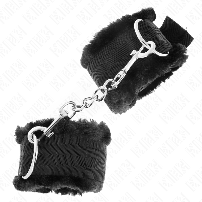 KINK - FUR-LINED WRIST RESTRAINTS BLACK ADJUSTABLE 17-31 CM X 7 CM