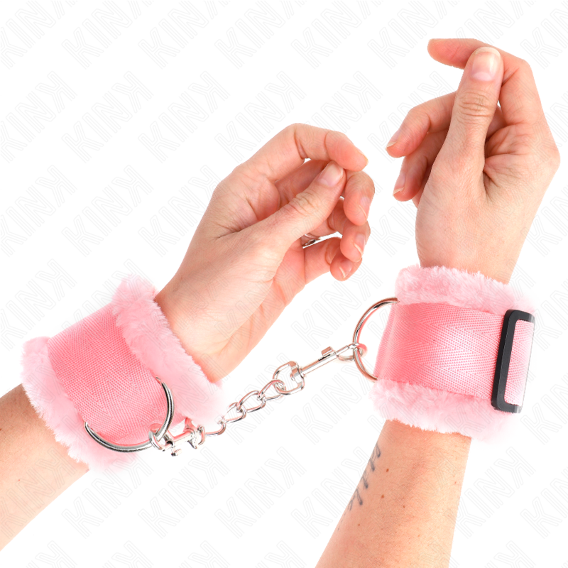 KINK - FUR-LINED WRIST RESTRAINTS PINK ADJUSTABLE 17-31 CM X 7 CM