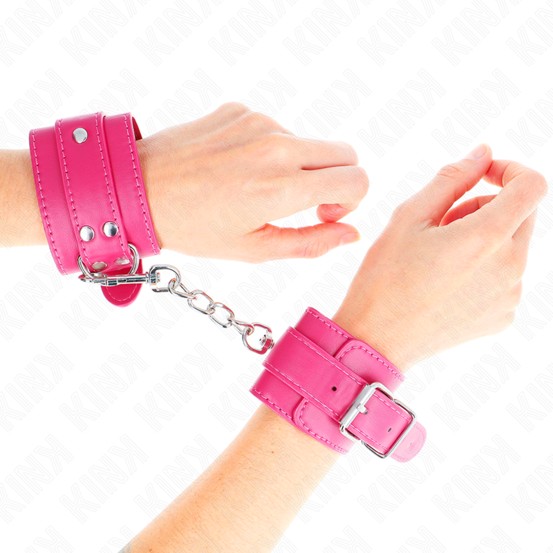 KINK - RASPBERRY ROSE WRIST RESTRAINTS WITH RASPBERRY ROSE LINING ADJUSTABLE 20-28 CM X 5.5 CM