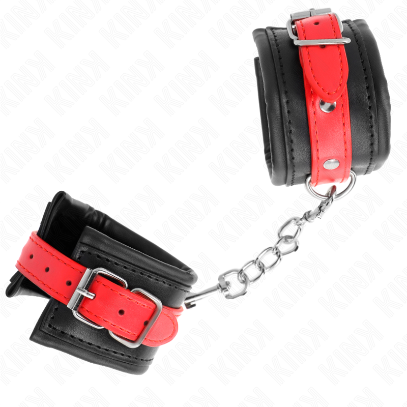 KINK - BLACK WRIST RESTRAINTS WITH RED BELT ADJUSTABLE 17-28 CM X 6 CM
