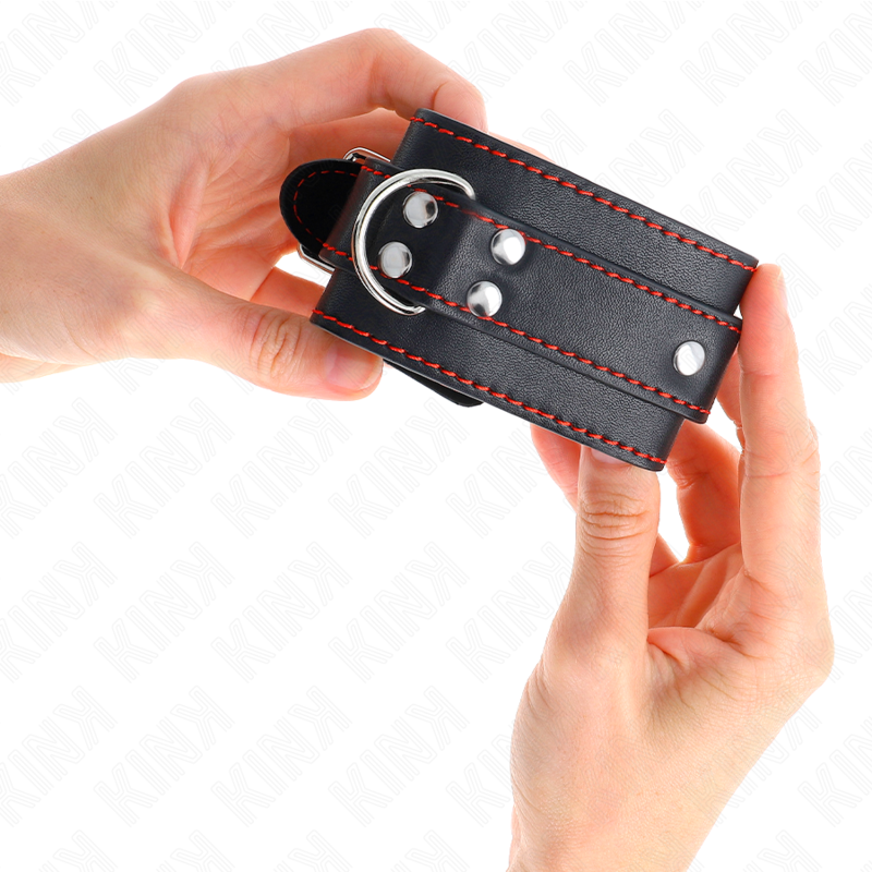 KINK - BLACK WRIST RESTRAINTS WITH RED LINING, ADJUSTABLE 20-28 CM X 5.5 CM