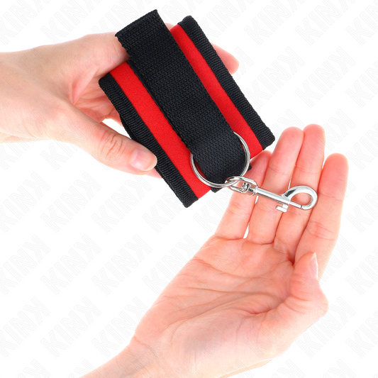 KINK - NYLON BIND HAND RESTRAINTS WITH VELCRO CLOSURE RED-BLACK MODEL 2 ADJUSTABLE 18-35 CM X 6 CM
