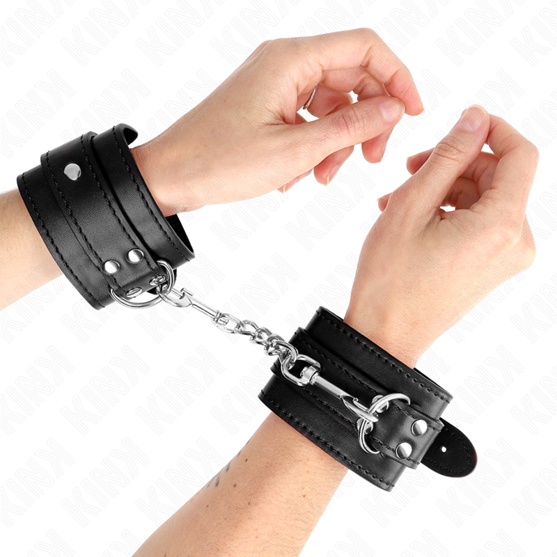 KINK - SIMPLE BLACK WRIST CUFFS ADJUSTABLE 20-23 CM X 5.5 CM
