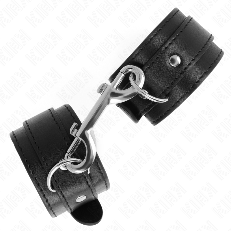 KINK - WRIST CUFFS - SINGLE ROW OF RIVETS BLACK ADJUSTABLE 17-28 CM X 5 CM