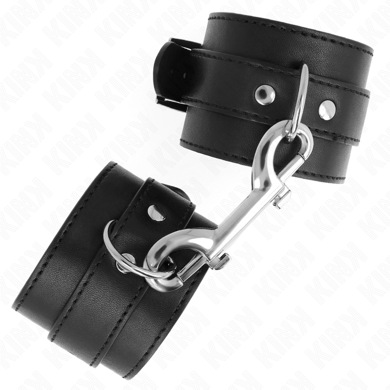 KINK - WRIST RESTRAINTS - SINGLE ROW OF RIVETS AND LARGE BUCKLE BLACK ADJUSTABLE 17-28 CM X 5 CM