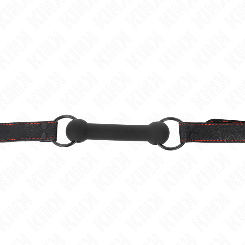 KINK - BONE GAG WITH FAUX LEATHER STRAP BLACK ADJUSTABLE 41-57 CM