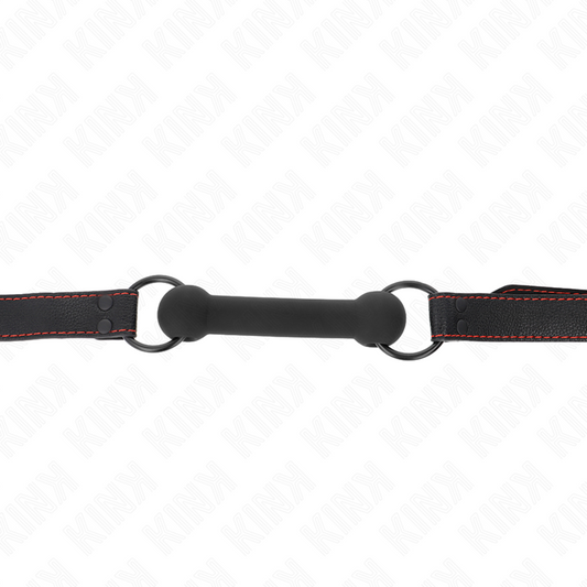 KINK - BONE GAG WITH FAUX LEATHER STRAP BLACK ADJUSTABLE 41-57 CM