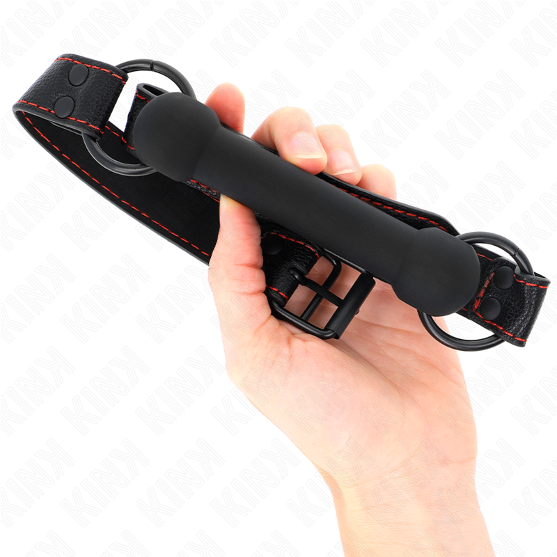 KINK - BONE GAG WITH FAUX LEATHER STRAP BLACK ADJUSTABLE 41-57 CM