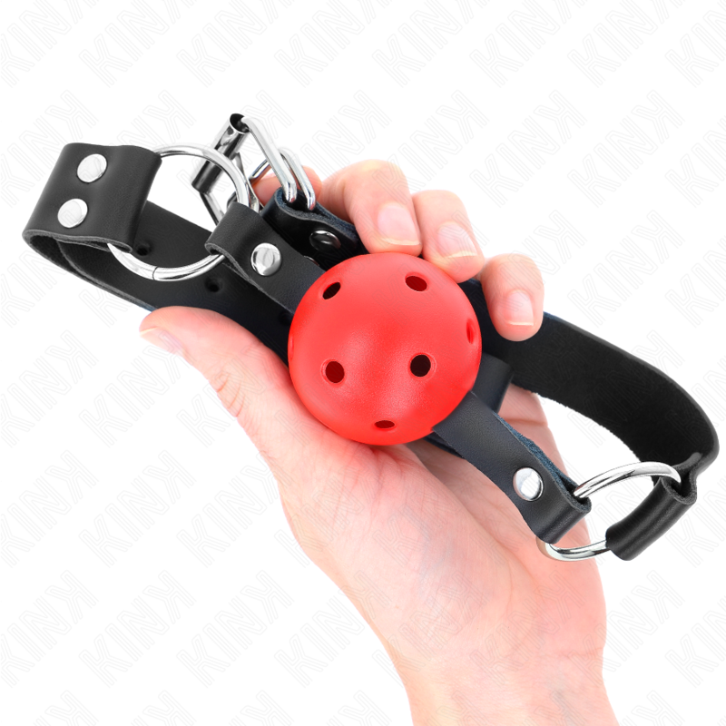 KINK - BREATHABLE BALL 4 CM GAUGES WITH DOUBLE RIVETS RED 62.5 x 2.5 CM ADJUSTABLE 42-58 CM