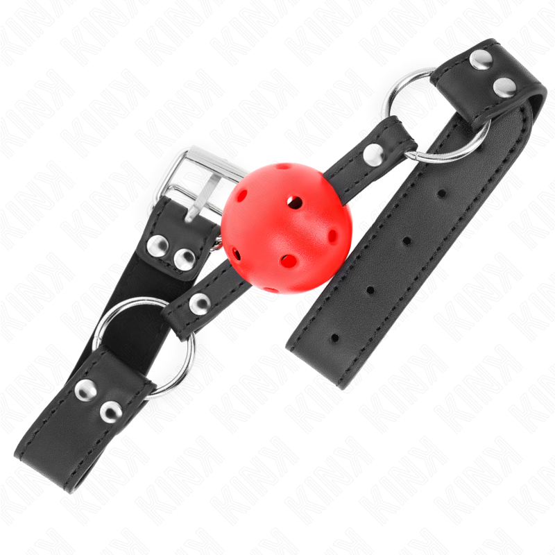 KINK - BREATHABLE BALL 4 CM GAUGES WITH DOUBLE RIVETS LEATHER 62.5 x 2.5 CM ADJUSTABLE 42-58 CM