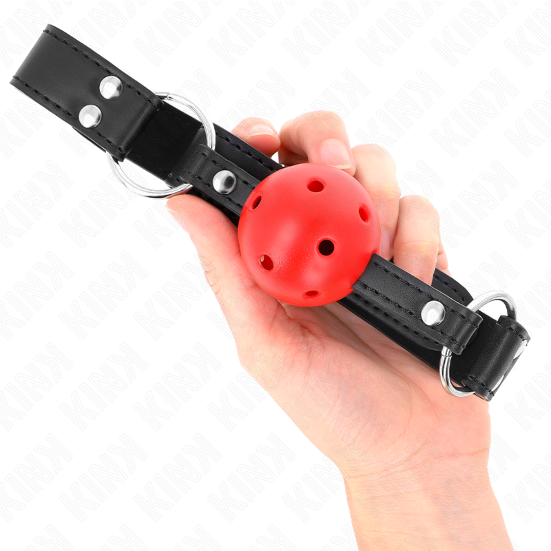 KINK - BREATHABLE BALL 4 CM GAUGES WITH DOUBLE RIVETS LEATHER 62.5 x 2.5 CM ADJUSTABLE 42-58 CM
