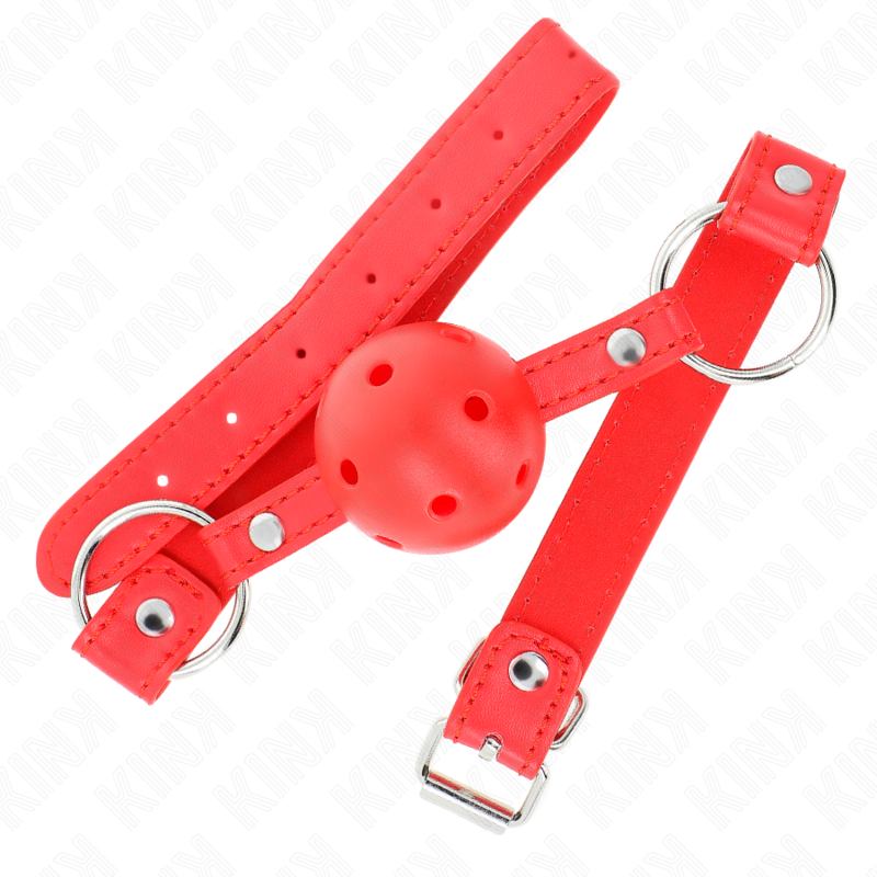 KINK - BREATHABLE BALL 4 CM GAUGES WITH DOUBLE RIVETS MODEL 1 RED 62.5 x 2.5 CM ADJUSTABLE 42-58 CM